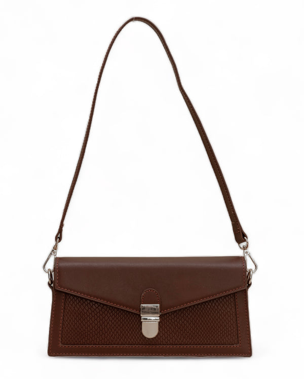 Vogue: Embossed Leather Shoulder Bag (Brown)