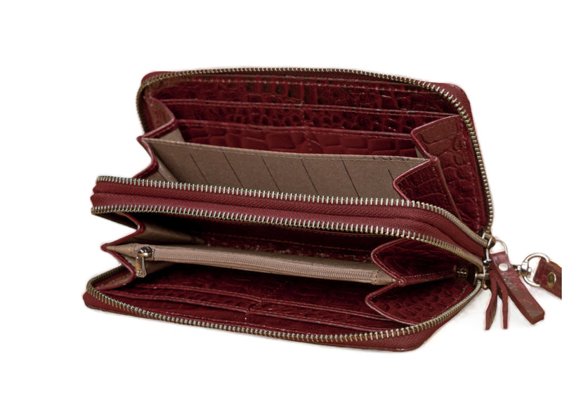 Panache: Double Zip Womens’ Wallets (Cherry Red)