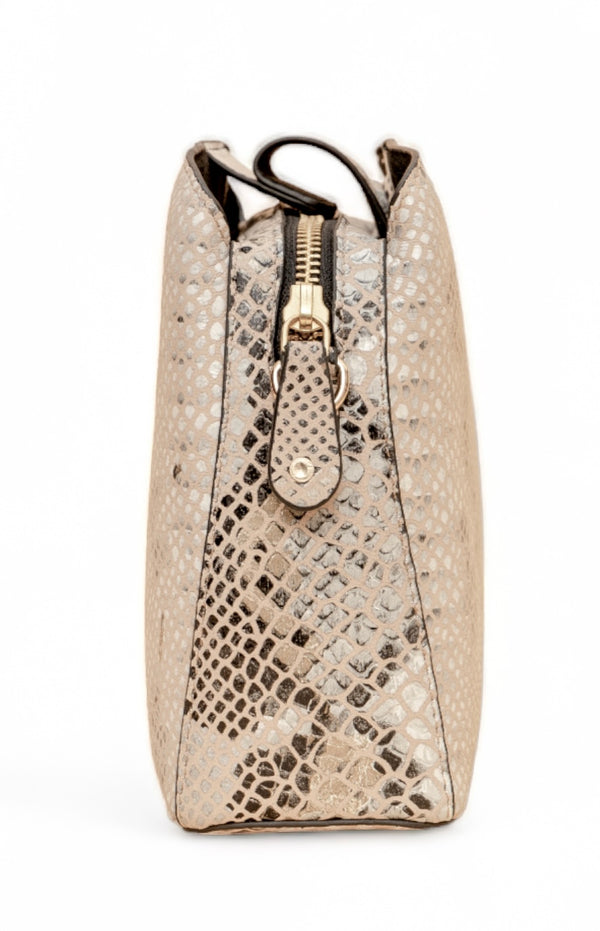 Savannah: Italian Leather Crossbody Bag (Beige)