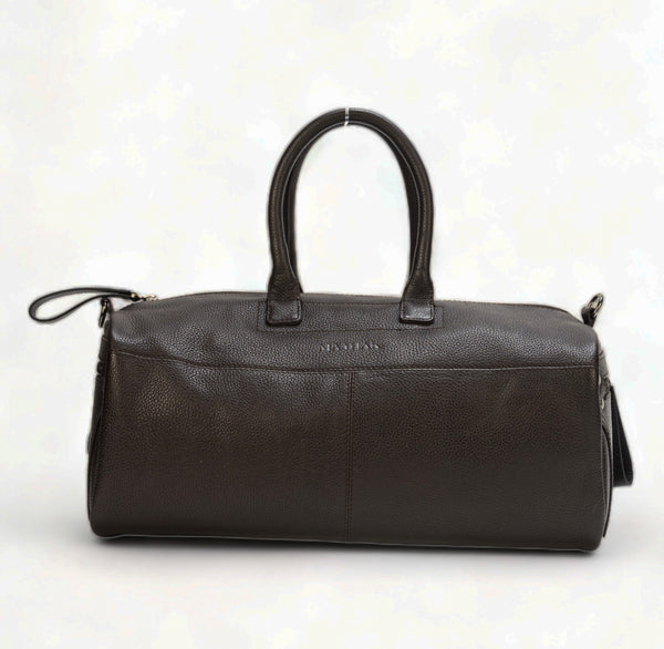 Zenith: Pebbled Leather Gym Duffel Bag (Brown)