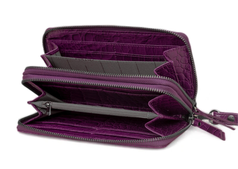 Panache: Double Zip Womens’ Wallets (Purple)