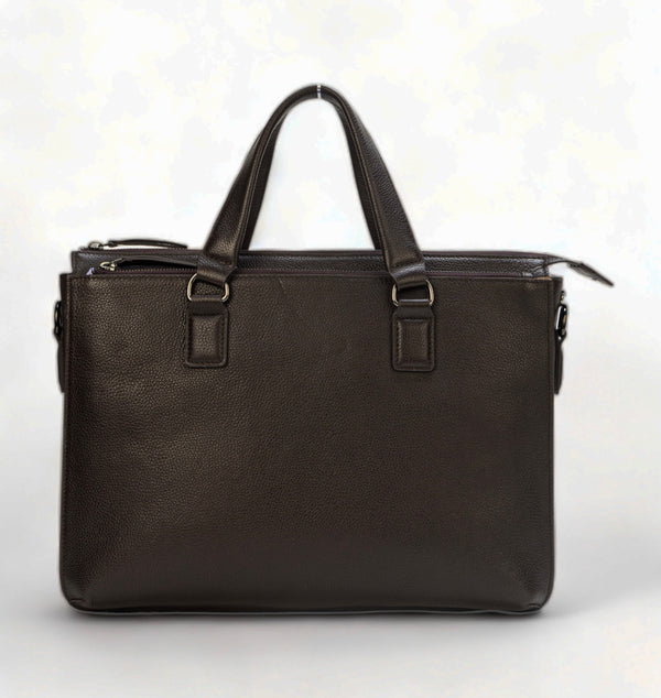 Nexa: Pebbled Leather Laptop Bag (Brown)